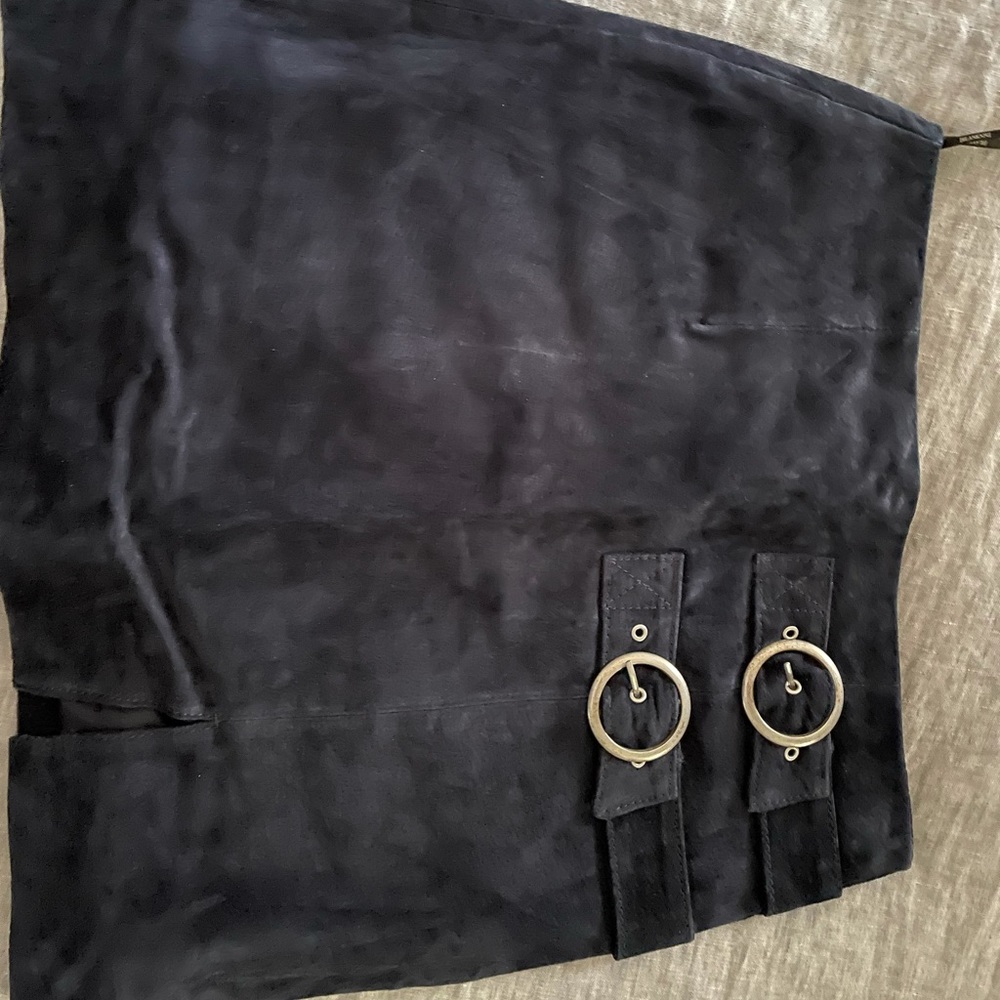 Suede navy mini skirt